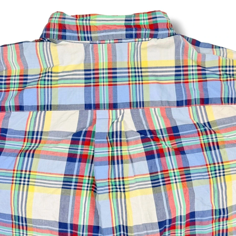 Ralph Lauren Button Down Shirt Boys XL Multicolor Madras Plaid Classic Pony Prep